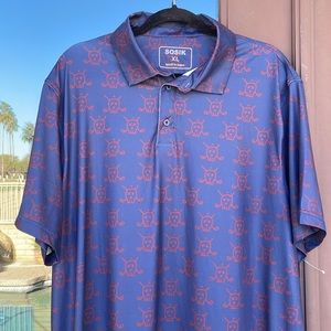 SOSIK Skull & Bogeys Navy Blue Golf Polo XL